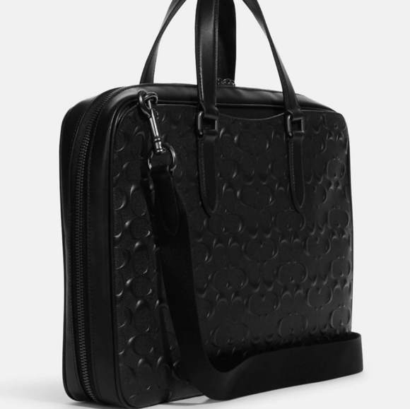 ✅️ COACH Signature Leather Designer Laptop Briefcase Work Bag NWT Rare unisex - Picture 4 of 15